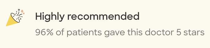 Highly recommended | 96% of patients gave this doctor 5 stars