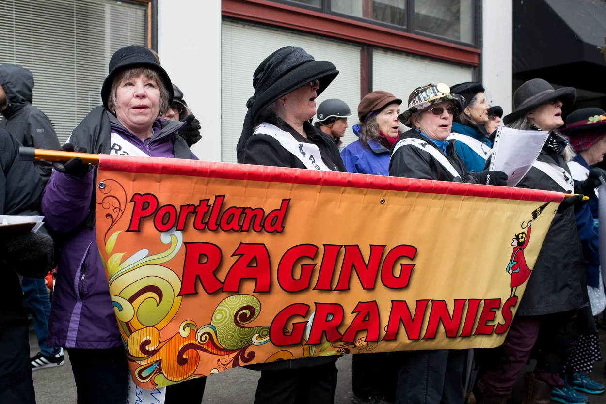 Portland Raging Grannies. March 25, 2018
