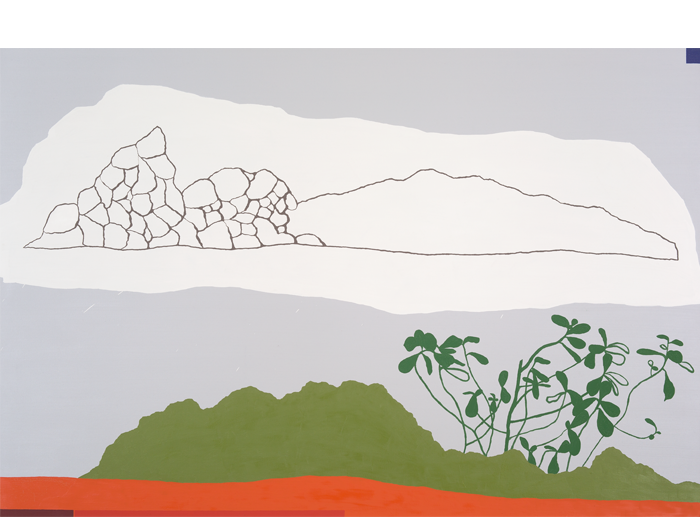 Da série Topográfica (Clusia) , 2014-2015. Óleo e cera sobre tela. 140 x 210 cm. From the series Topographic ("Clusia"), 2014- 2015. Oil and wax on canvas. 140 x 210 cm.