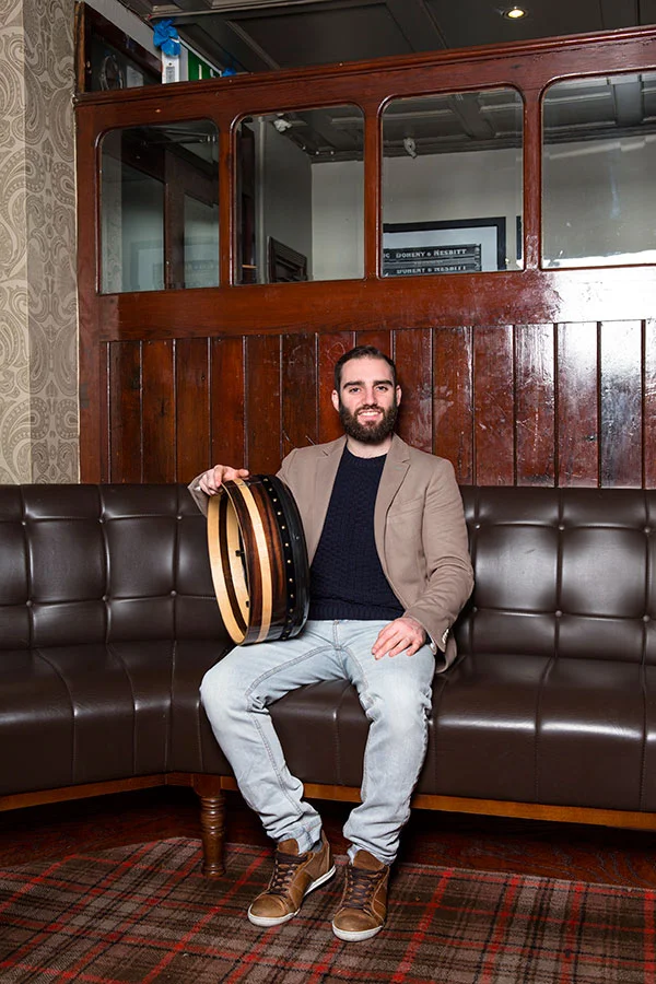 ROBBIE WALSH Bodhran, percussions, backing vocals Robbie is a bodhran player hailing from Dublin. He won the All Ireland bodhran title in 2008 were he then went on to become a full time musician. The art of the drum was passed on by his uncle. His powerful modern style is one of the foundations of the sound of the band. 