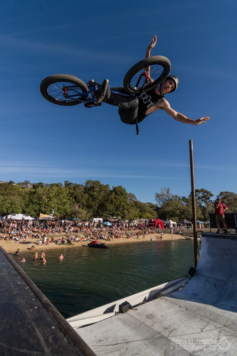 SPENT BMX thrilled the creekside crowds last year on Australia's first floating half-pipe. Pic: Sam Gilmore
