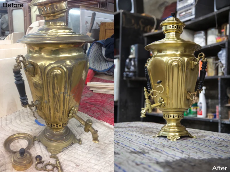 Antique Samovar: Stripped, Refinished Metal, Re-Polished 
