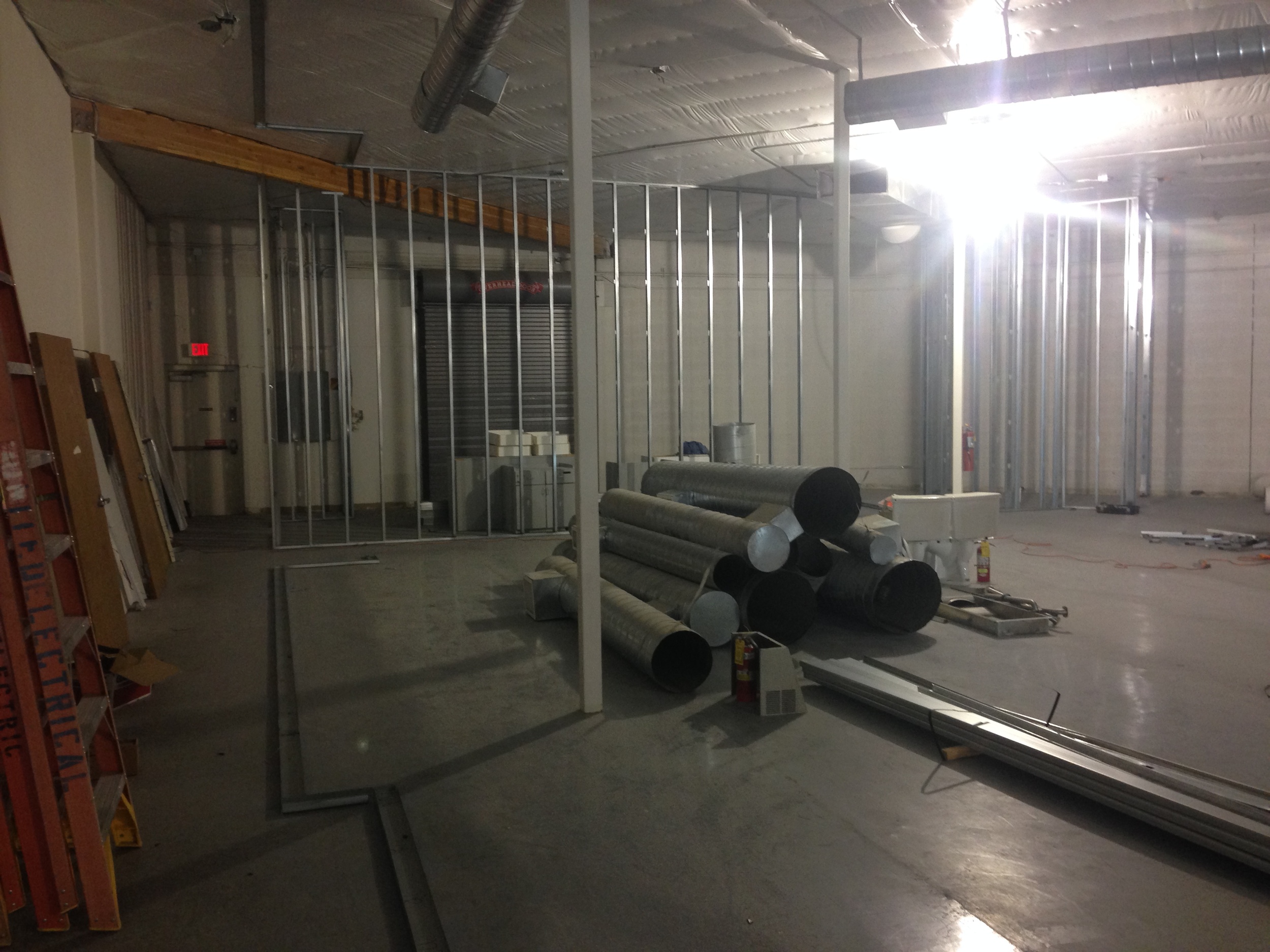 Looking from the gathering space toward the future offices.