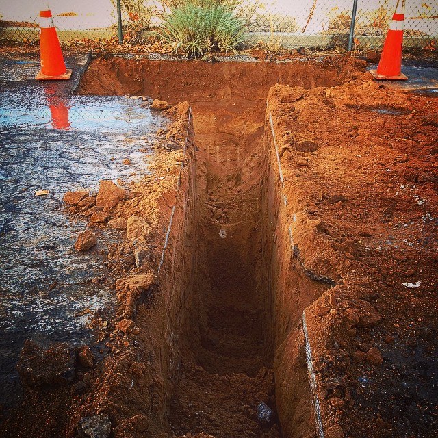 Trench for the fire suppression system.