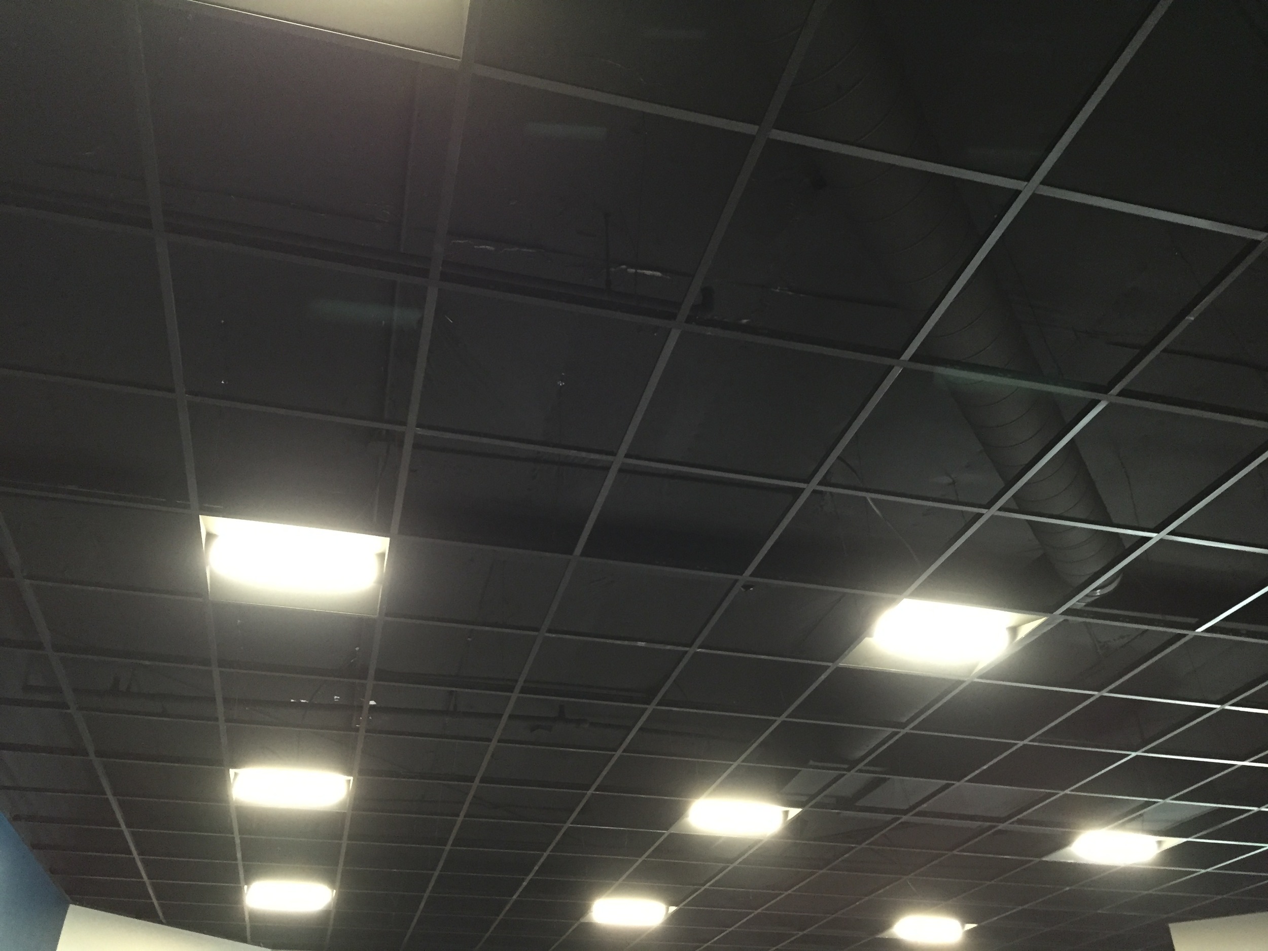 Ceiling grids are going in.