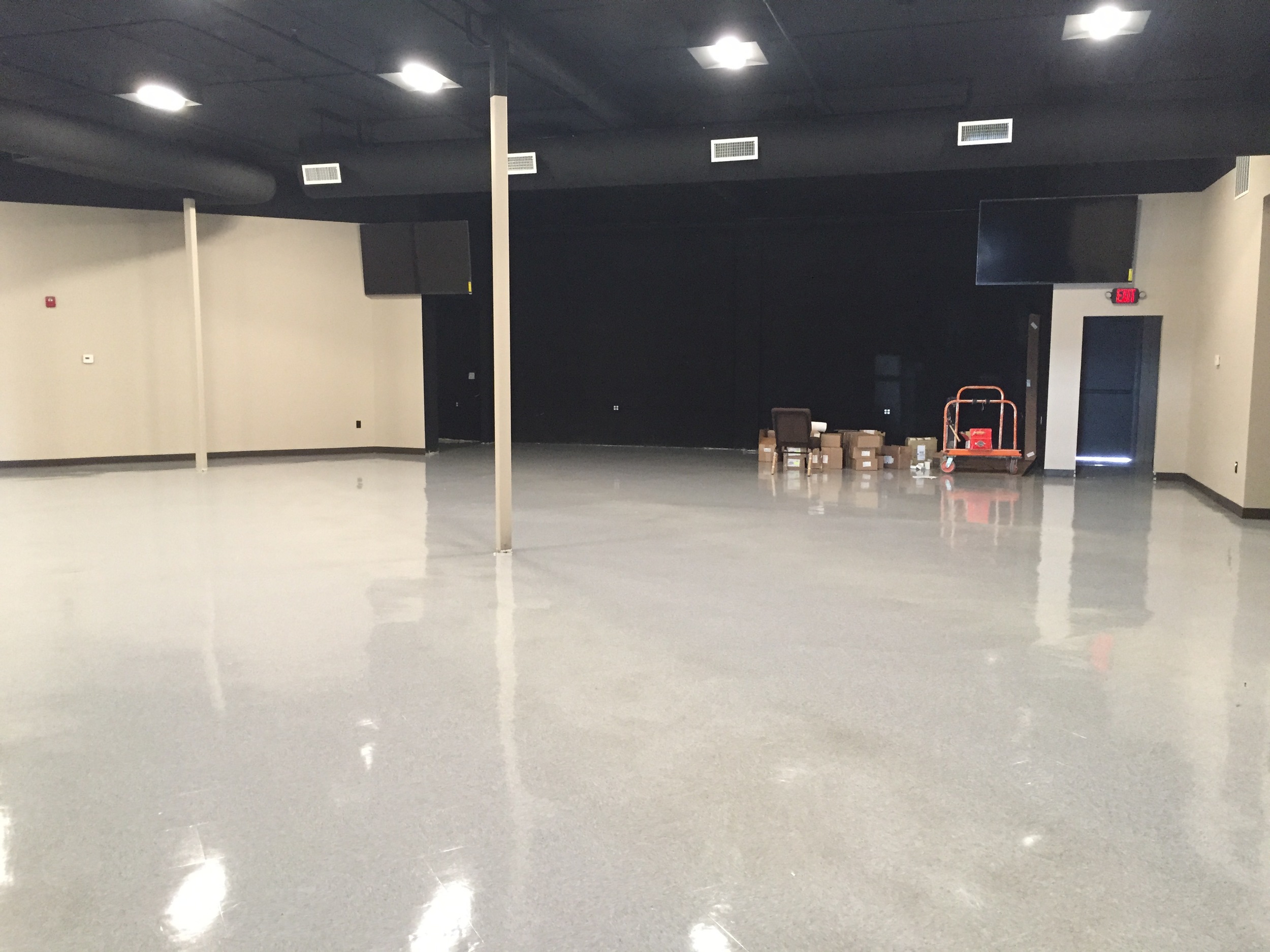 Presentation TVs are in and the floor's been freshly waxed and lookin' shiny!