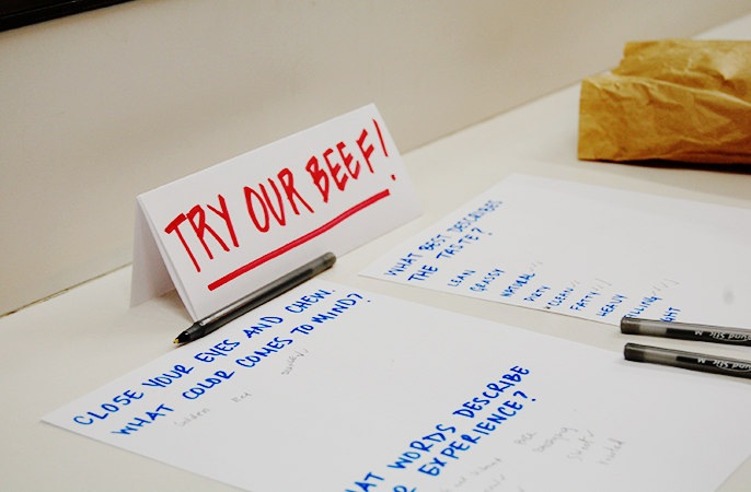 12 foodies sampled and answered questions about our client's product including, "What color comes to mind when you close your eyes and chew?" We got lots of interesting answers for that one! 