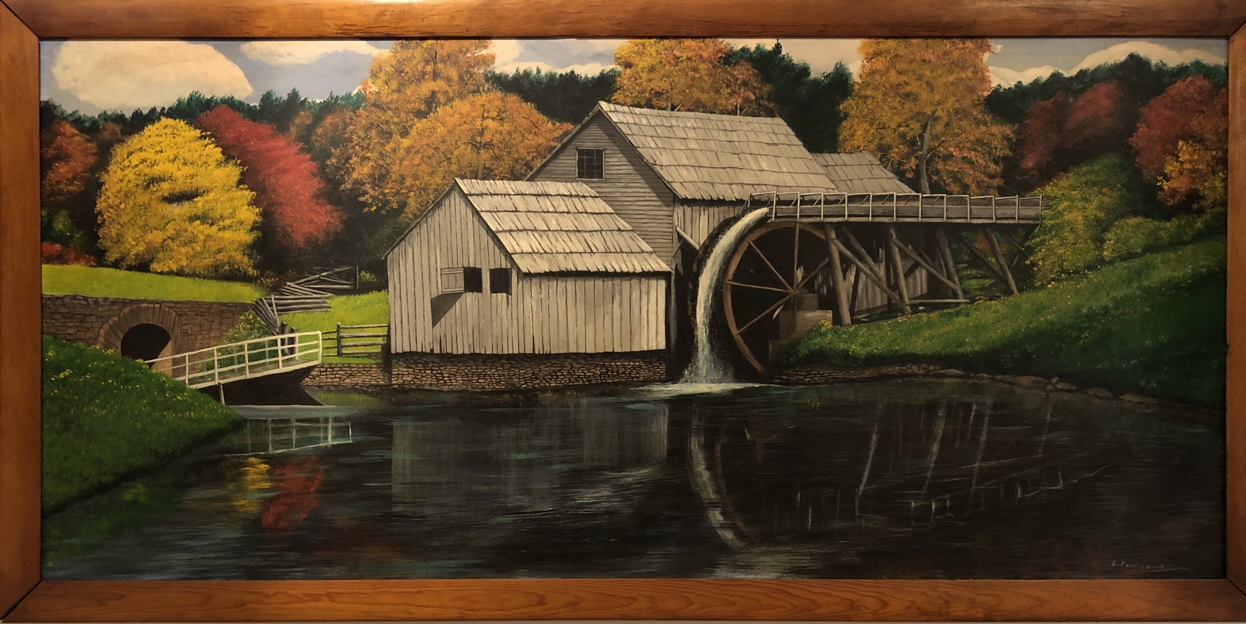 "Old Mill by Pond I" by Pauline Mullenax