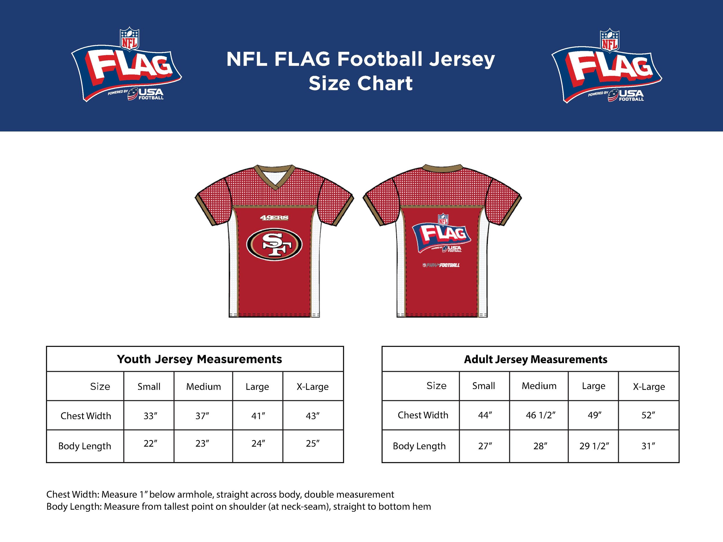 nfl jersey size chart