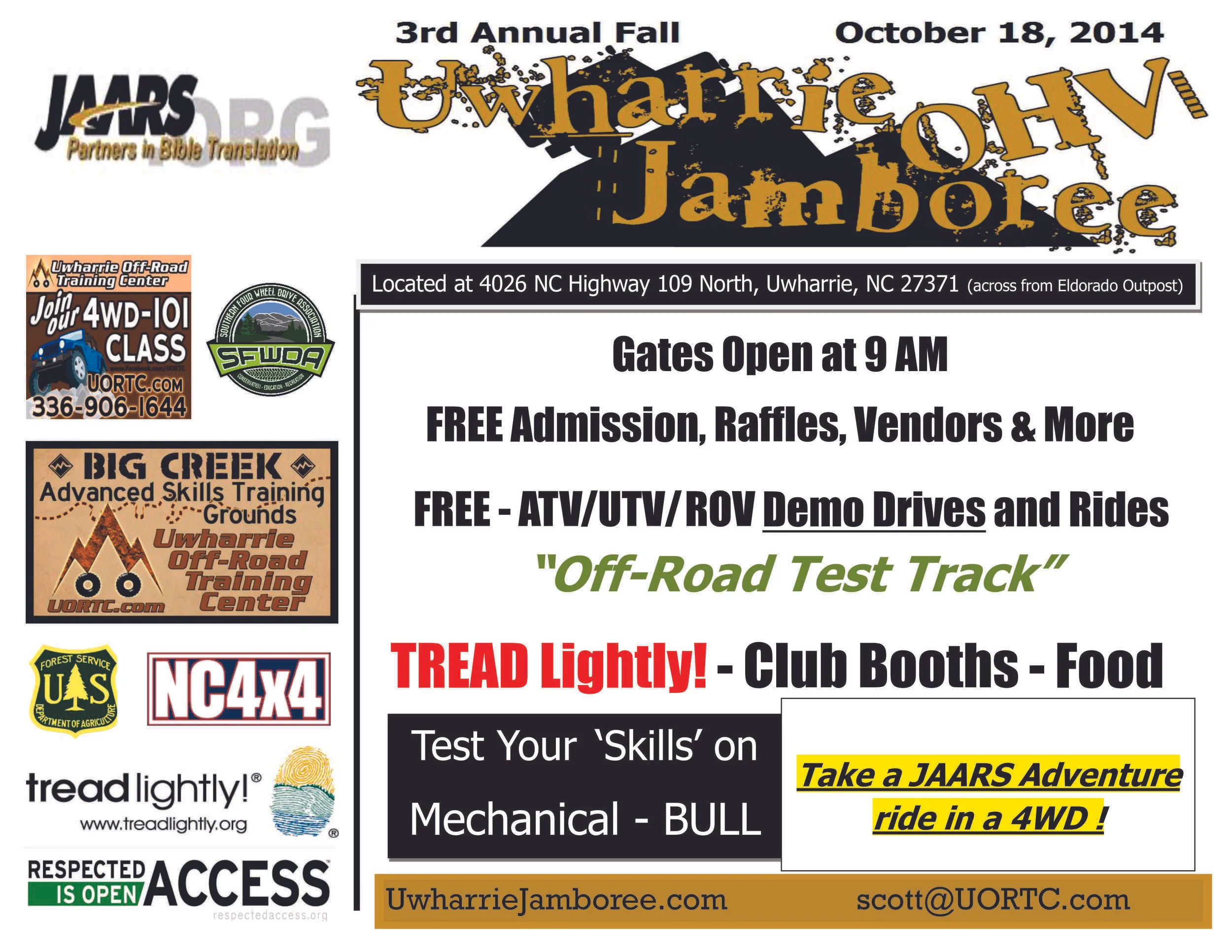 Just weeks away now from the, 3rd Annual Fall Uwharrie OHV Jamboree