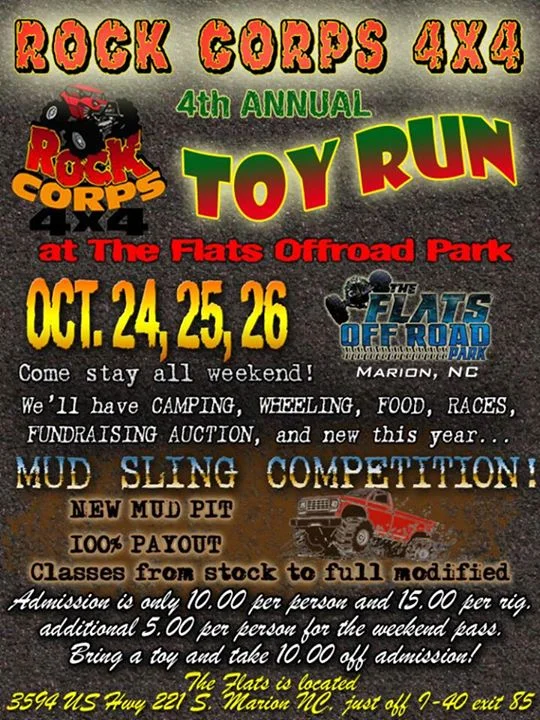 Rock Corps 4x4 - 4th Annual Toy Run is coming back to the Flats