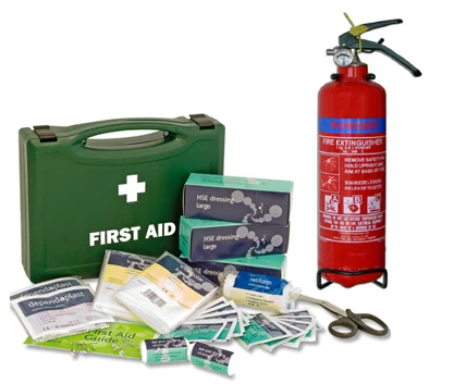First Aid Kits & Fire Extinguishers are mandatory