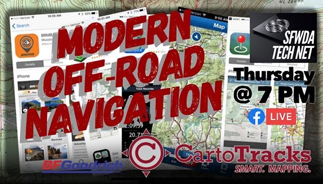 Q. What is the best solution to navigate off road without cellular service at my favorite off road park? 
A. Learn How, and lots more as we talk our way through the Modern world of Off-Road Navigation.  Join us for this week&rsquo;s Tech Net LIVE whe