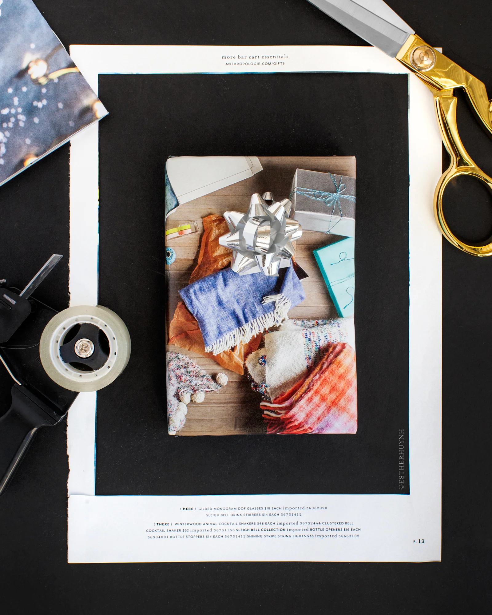 AVOID PAGES THAT HAVE TEXT OR SIMPLY CUT OUT THE WORDS WRITTEN. THAT WAY NO ONE WILL EVER GUESS IT CAME FROM A CATALOG! OR IF ITS UNAVOIDABLE, COVER THE TEXT WITH A FUN BOW!