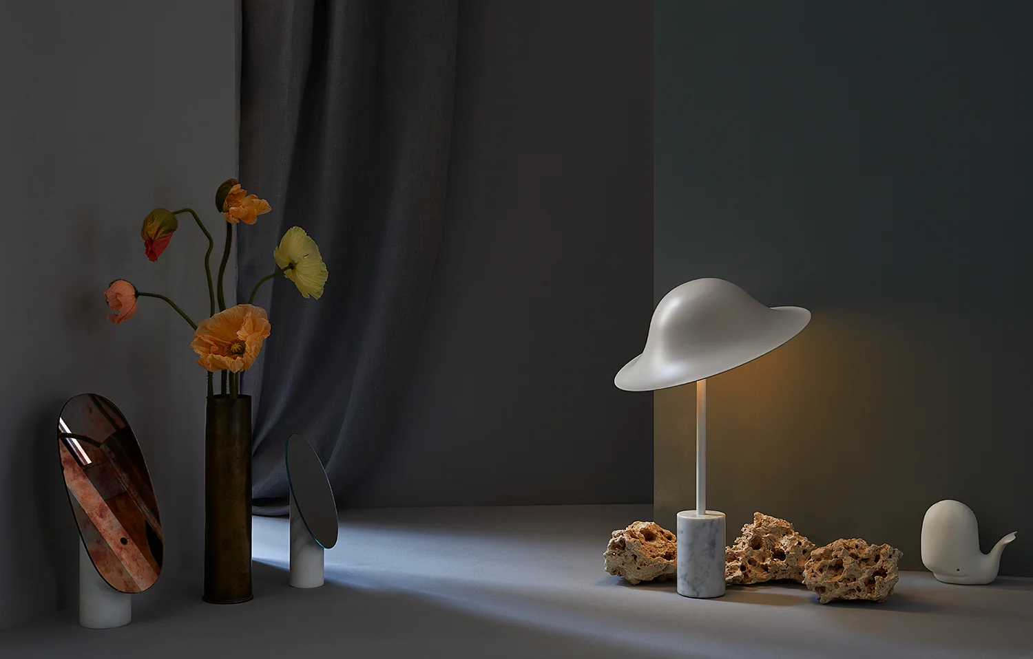 Photography: Anne Deppe Styling: Nici Theuerkauf, Onda Light and Ora Table mirror by Joa Herrenknecht