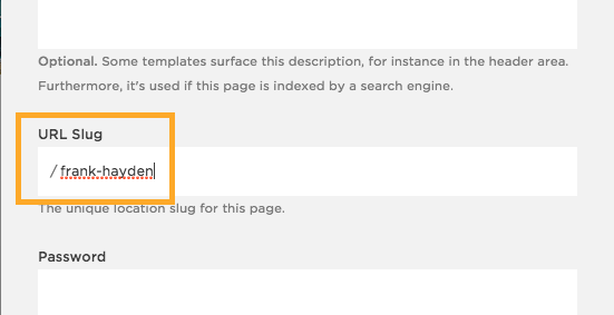 3. Make sure to change the page URL to the project name before enabling the page