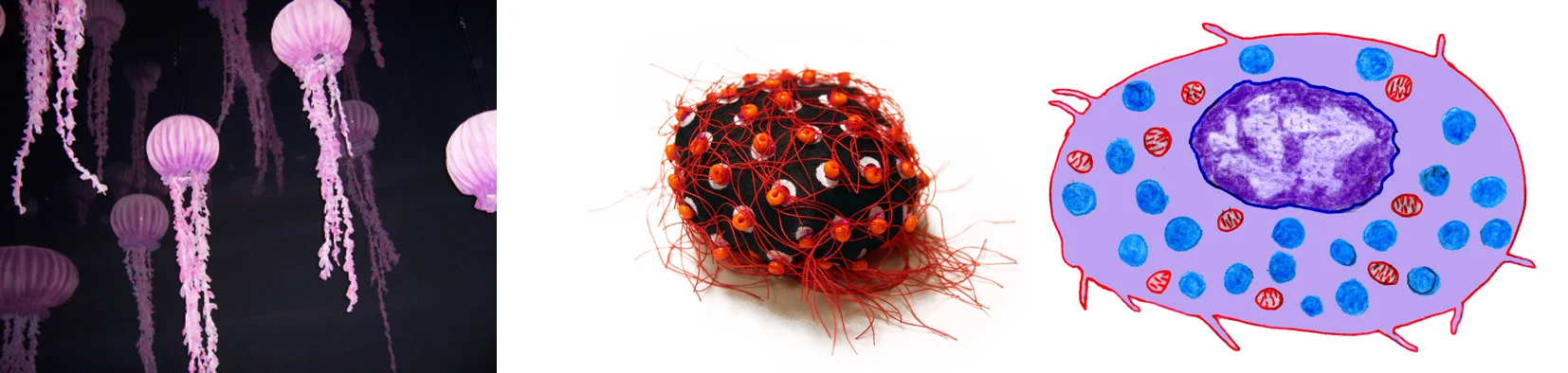 brooch, textile, glass, brass, 2009