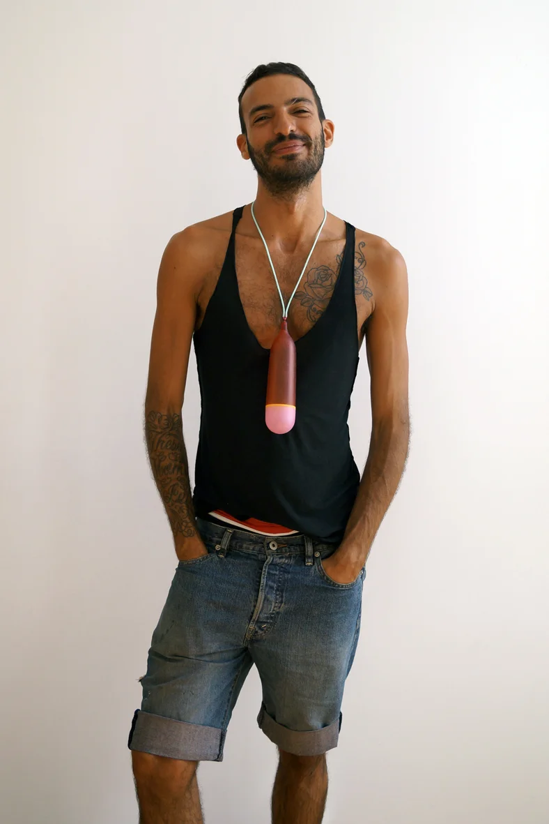 mary, necklace, plastic, aluminium, 2013 Model: Edgar Mosa