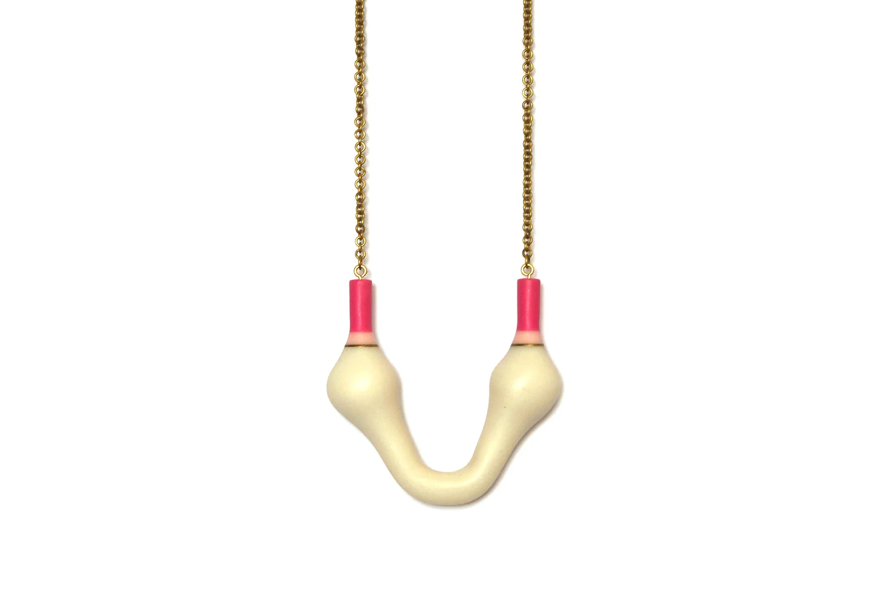 ovo II, necklace, plastic, brass, 2013