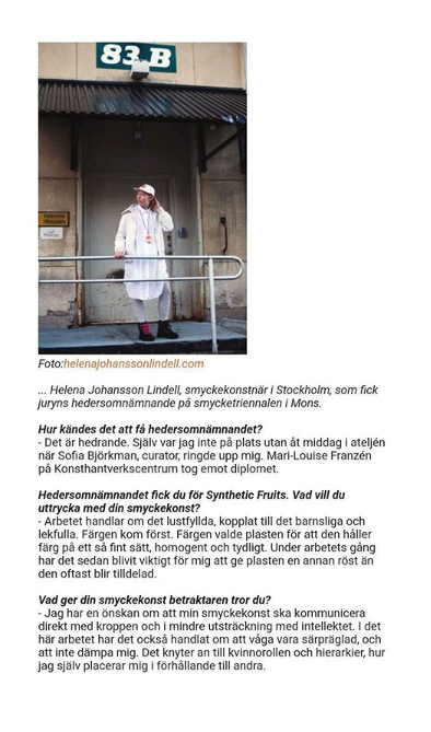 Screenshot from Konsthantverkscentrum's recent newsletter