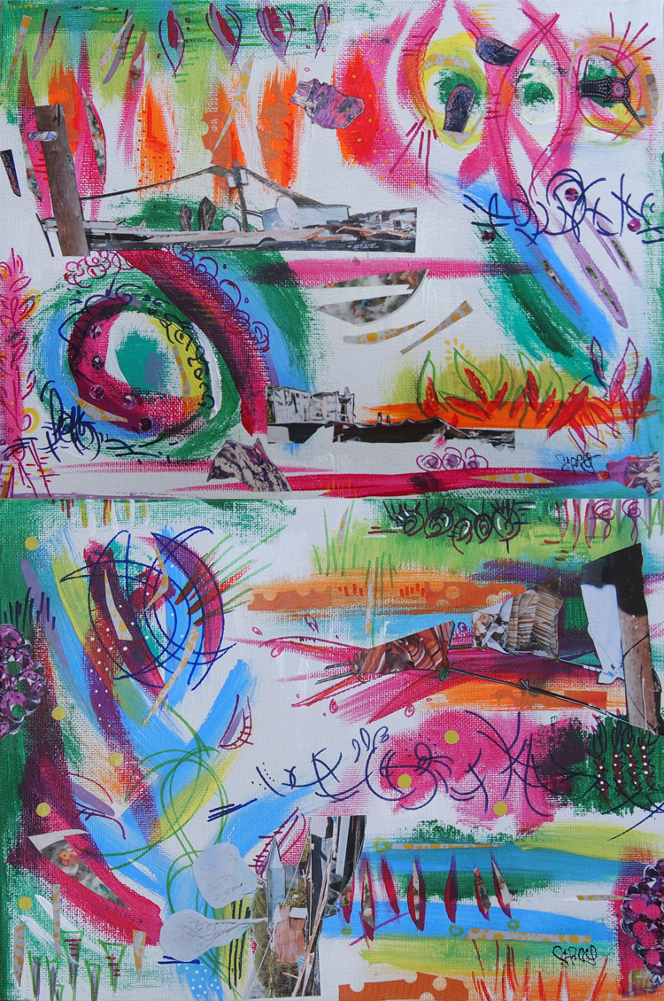 Wires and Line 12" x 18", 2 canvas panels, 2014