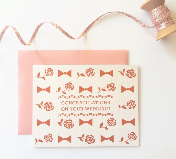 "Wedding Congrats" card from Fair Skies Design, available in my shop!