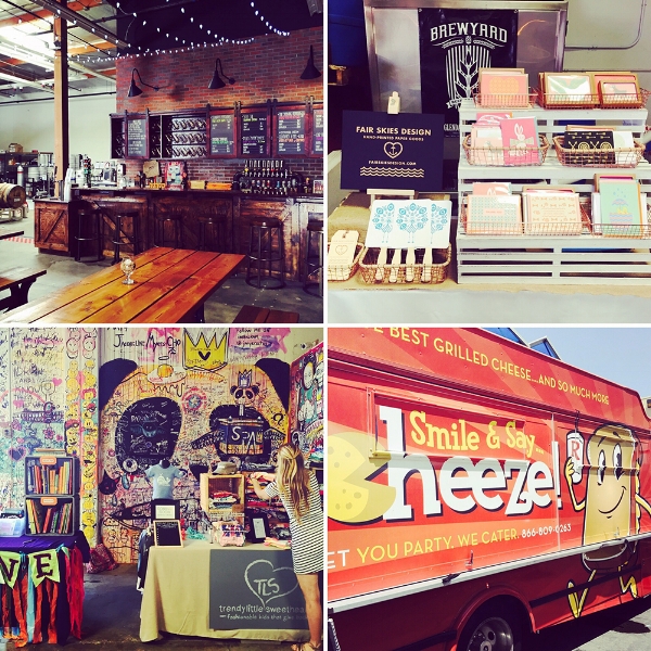 Brewyard Beer Co. Pop Up Market with I Sewpose , FabriCait , Little Red Kit , Dirty Soap LA , Trendy Little Sweethearts , Usborne Books , and Little Red's Gifts and Bags .