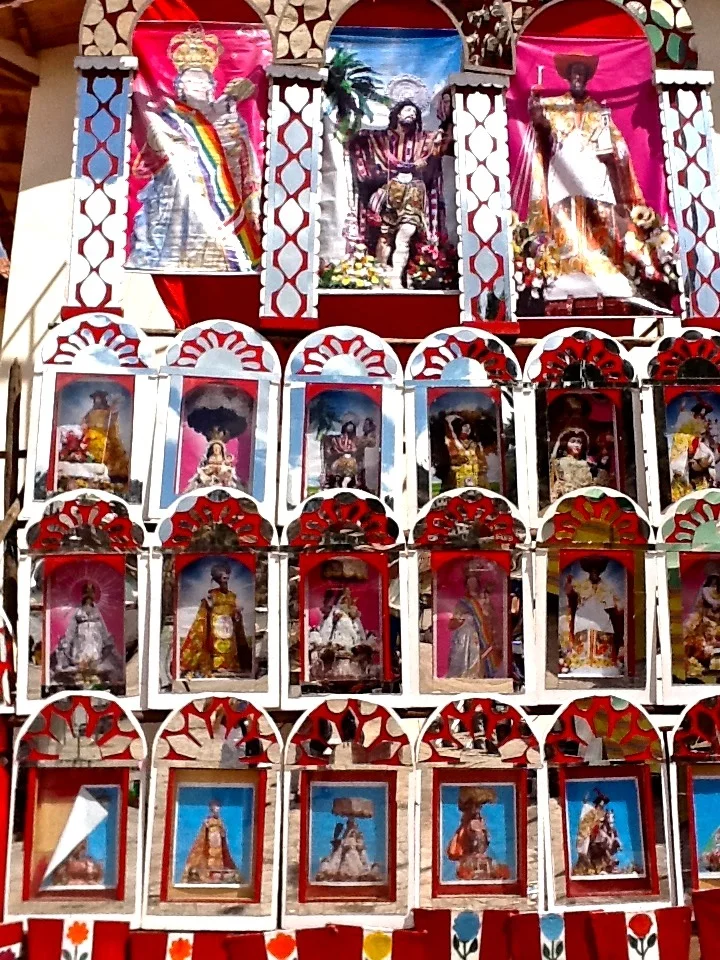 The colors in Peru, animated by a the bright sun of the Andean sky, are extraordinary. Here is a display outside of a Cathedral in Cusco, Peru (Spring 2014).