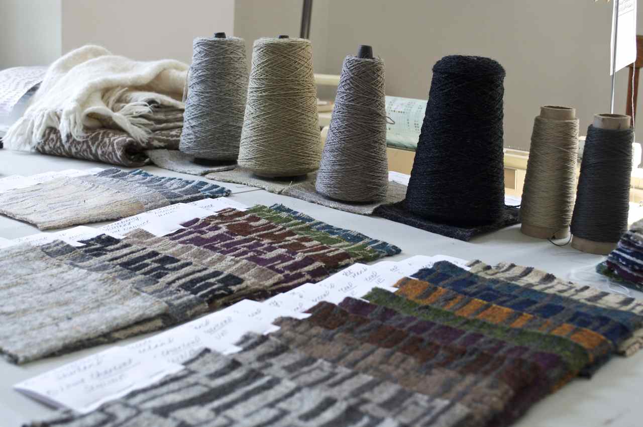 Working on new designs inspired by our time in Peru. This one is called "Skyline," and is loomed here in wool and linen. CAN'T WAIT to put these on tote bags!