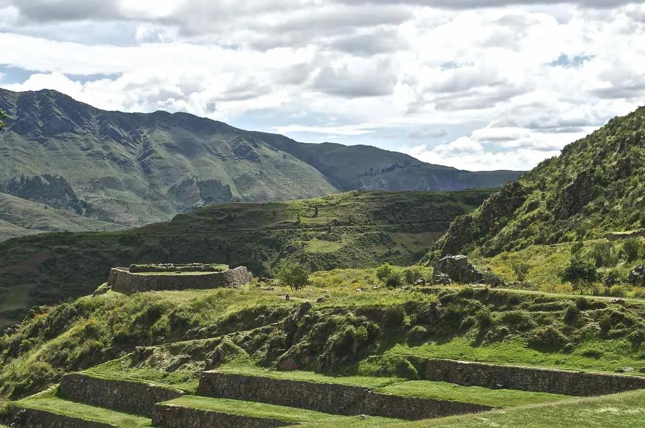 The upper portion of the complex intersects with the Inca Trail, which eventually leads to Machu Picchu deeper into the Andes.