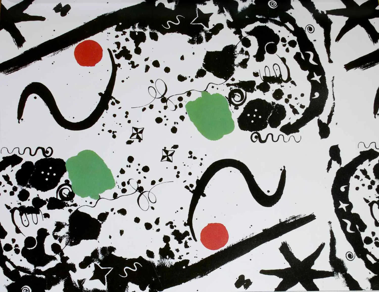 Textile design by Calder in 1949. Eventually produced as wallpaper and fabric.