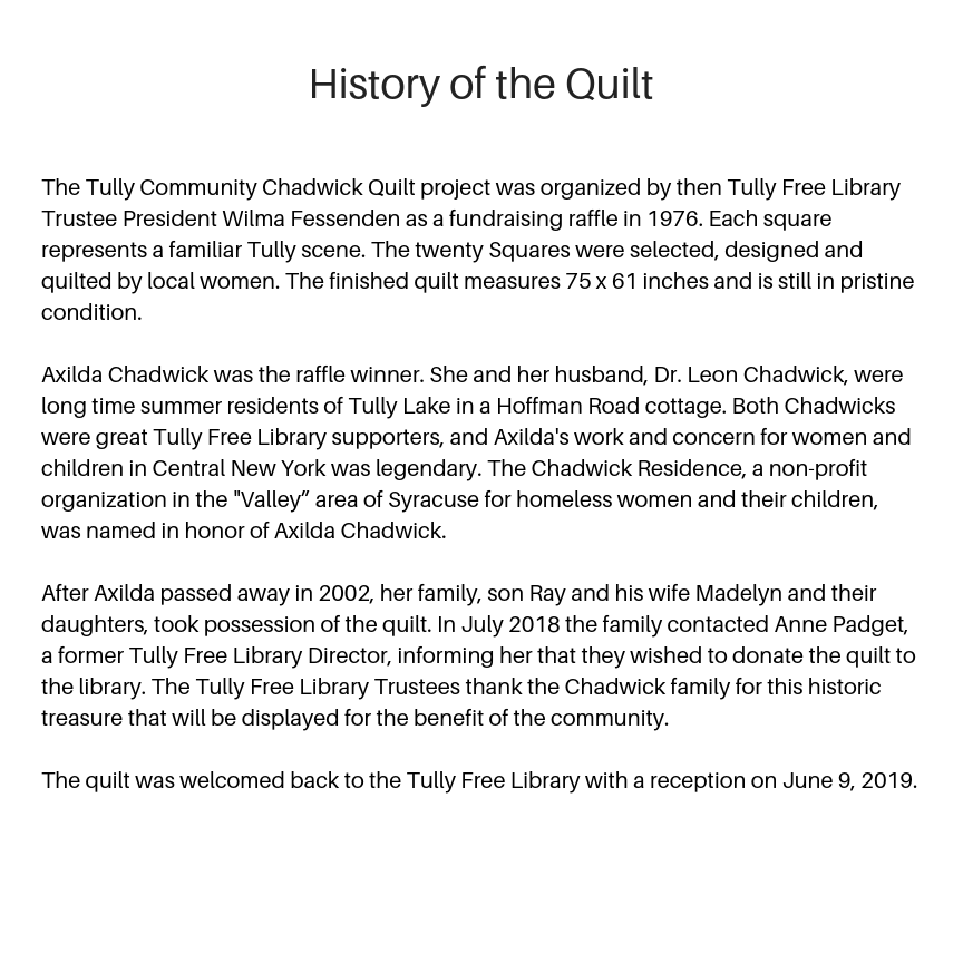 Chadwick Quilt — Tully Free Library