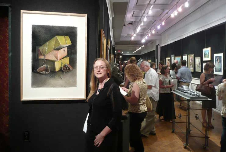 Chocolate Chocolate Chip - charcoal and pastel drawing : at HVAA Show in Gramercy Park NY