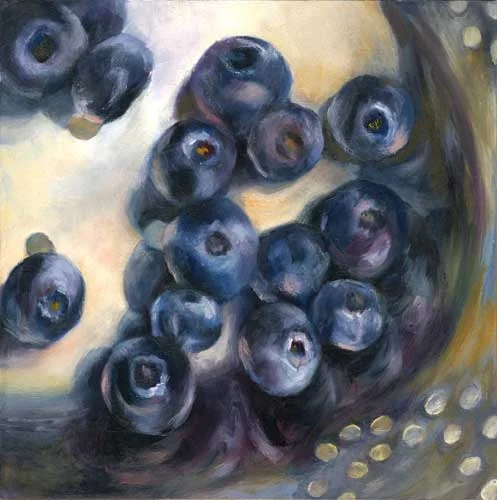 blueberries still life oil painting 8x8" | SOLD
