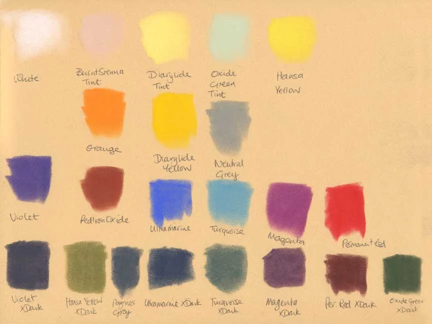 pan pastels on cream paper