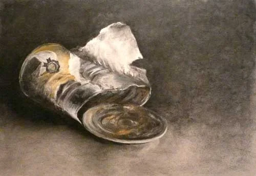 charcoal & pastel still life drawing