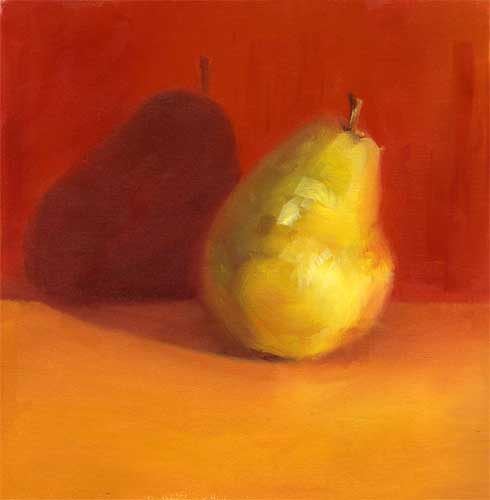 Yellow Pear : Red on Orange