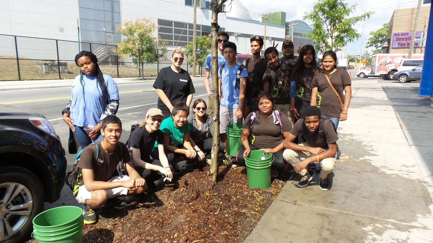 Director of Youth Programs Cheryl Blaylock and her amazing group of kids teamed up with Broadway Stages to provide a two-hour tree stewardship program.