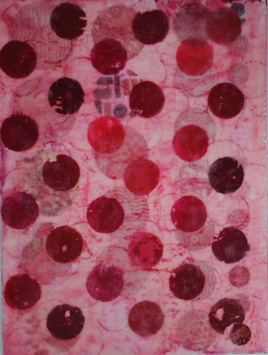 Over the past year I have dabbled in the world of encaustics, dripping and spreading and molding hot wax, but much of this experimentation has been colorless. And I thought my love of beeswax in its pure form, unpigmented, would be enough, that I would find my color elsewhere. But, slowly a curiosity of how I might weave color into my dabblings bloomed. And so this project came to be, an exploration of circles layered one on top of the next, each piece a study in a different color. The base layer, buried beneath the waxen surface, is fueled by color coded circles cut from my not very small collection of paper amassed over the years, a stash of letters, calendars, holiday cards, chocolate wrappers, gifting wrapping, advertising postcards, the paper the lined my grandmother's sock drawer, ticket stubs and oh so much more, a history in color. Over the past year I have dabbled in the world of encaustics, dripping and spreading and molding hot wax, but much of this experimentation has been colorless. And I thought my love of beeswax in its pure form, unpigmented, would be enough, that I would find my color elsewhere. But, slowly a curiosity of how I might weave color into my dabblings bloomed. And so this project came to be, an exploration of circles layered one on top of the next, each piece a study in a different color. The base layer, buried beneath the waxen surface, is fueled by color coded circles cut from my not very small collection of paper amassed over the years, a stash of letters, calendars, holiday cards, chocolate wrappers, gifting wrapping, advertising postcards, the paper the lined my grandmother's sock drawer, ticket stubs and oh so much more, a history in color.