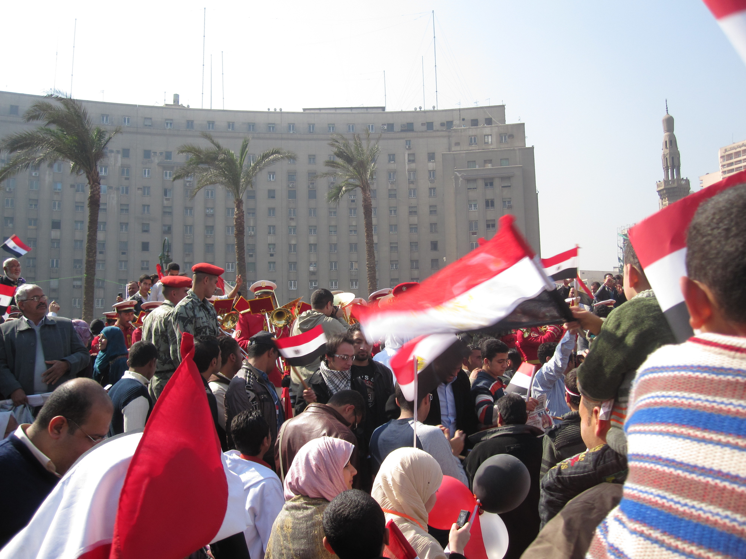 Celebrations in Tahrir Square after the removal of President Mubarak. Cairo, Egypt. February 2011. 