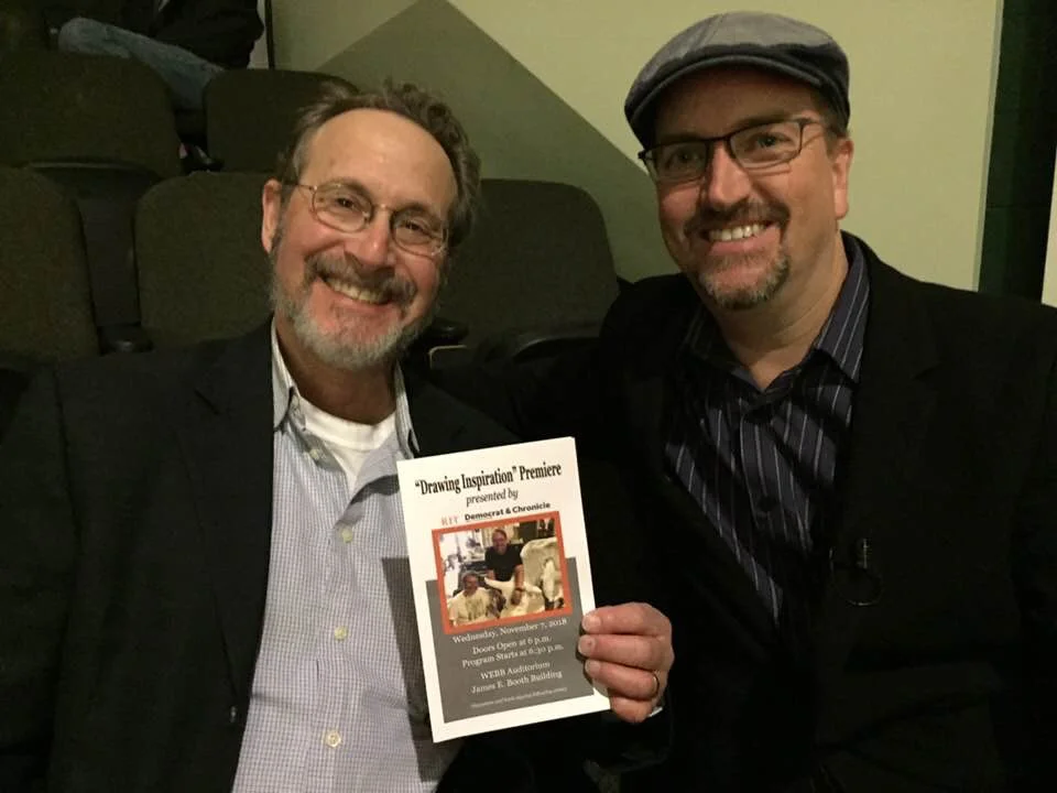 Leigh Rubin and Ryan Johnson at Drawing Inspiration Premiere