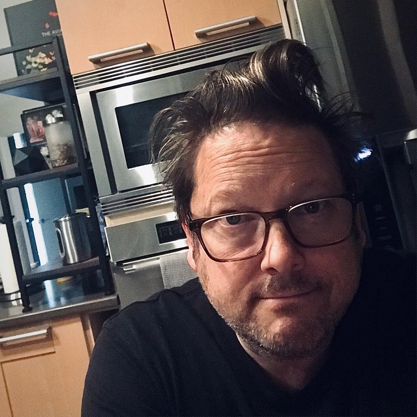 Me before coffee this morning. This is one of those pics that PR people would call &ldquo;brave.&rdquo; #MorningHair #composerlife #INeedCoffee