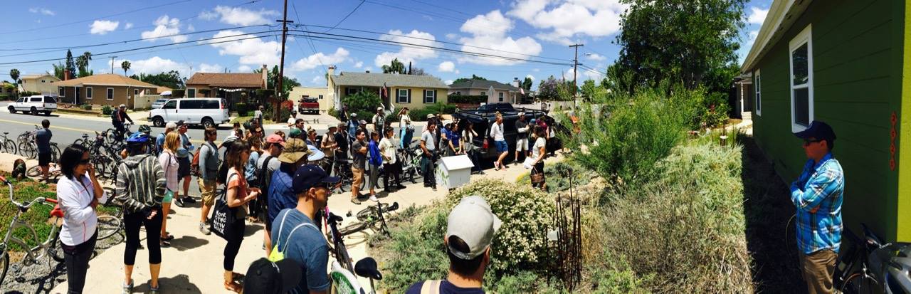 Tour goers see a no-water landscape, well established, with natives, pollinators, and birds flourishing.