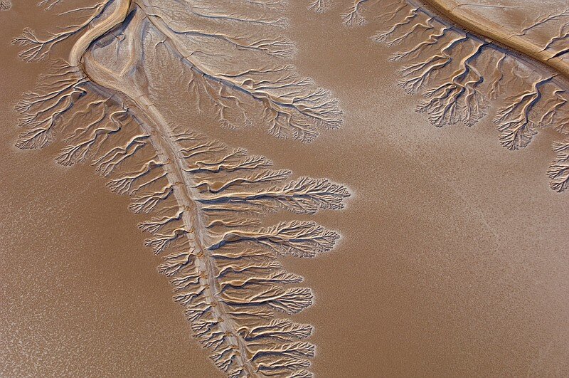 The Colorado River as it disappears into the sand without joining the Sea of Cortez.