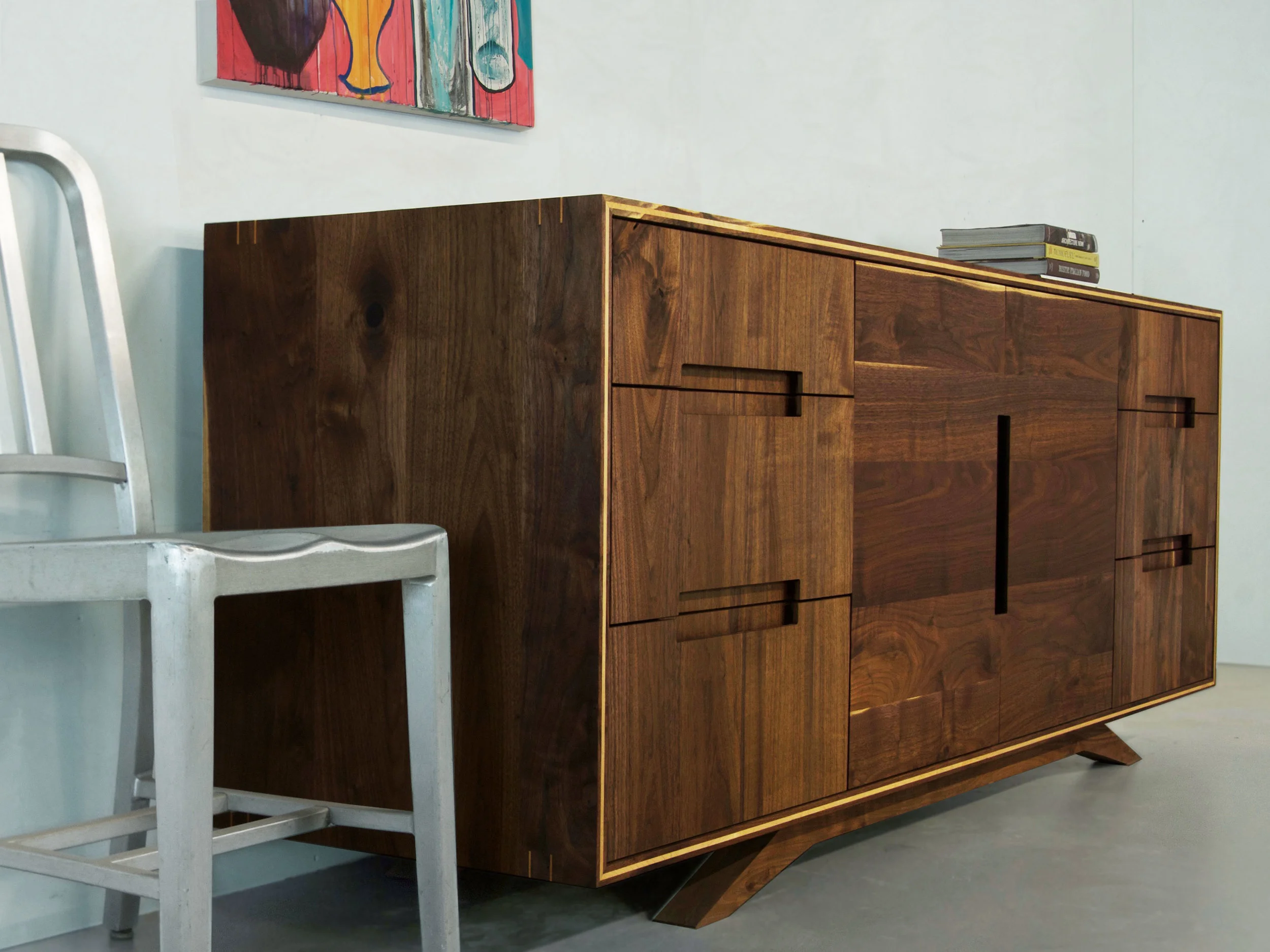 Modern walnut credenza