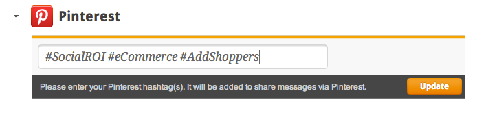 Pinterest hashtags form field