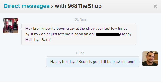 Twitter communication example