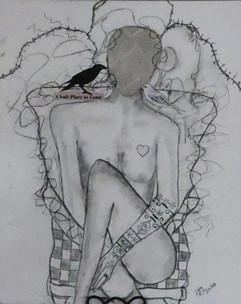  MY JOURNEY - charcoal on watercolor paper. 
