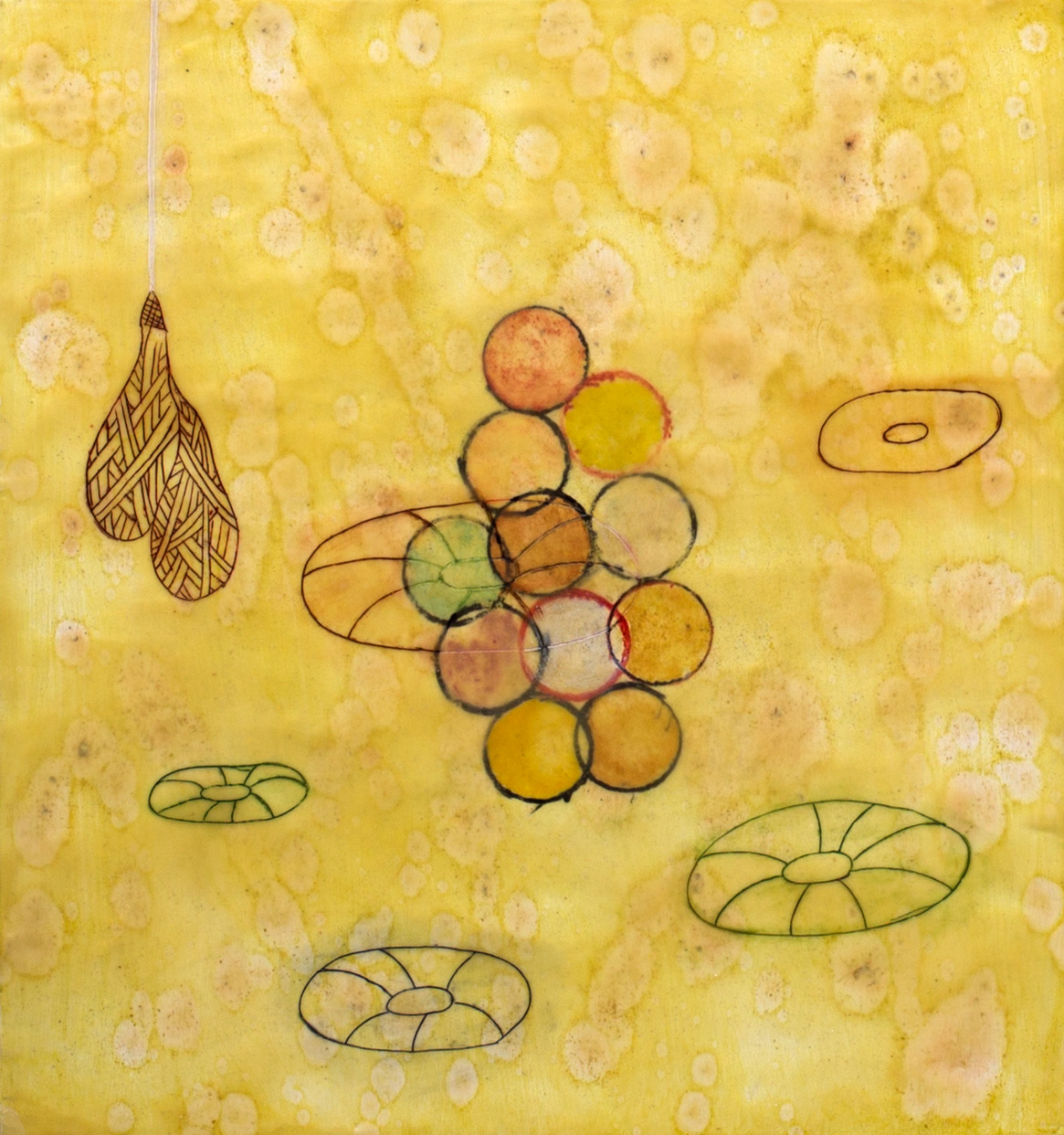 "Life Ring Cluster", encaustic painting on panel, 22.5" x 21" © Tom Gormally