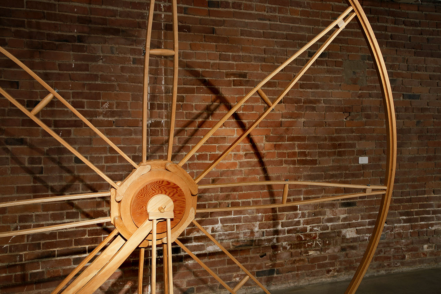 "Fade" (detail view), 2015, 8' h x 15' w x 3' d, wood, stain; © Tom Gormally